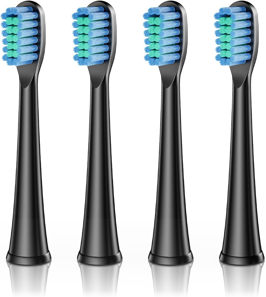 Dada-Tech Replacement Heads for Kids Electric Toothbrush DT-KE6 and DT-KE7 - Pack of 4 (Black)