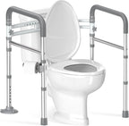 Soundfuse Toilet Safety Rails for Seniors, Adjustable Toilet Handles for Elderly and Disabled, Foldable Handicap Toilet Safety Frame Fit Any Toilets (350 LB)