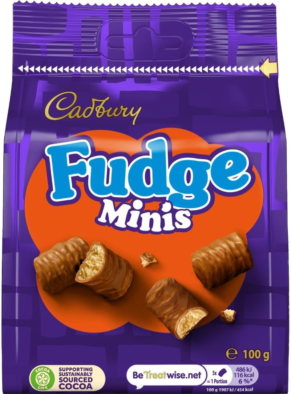 Cadbury Chocolate Fudge Minis Bites, Sharing Bag, Bite Size Treats, 100 g (Pack of 1)