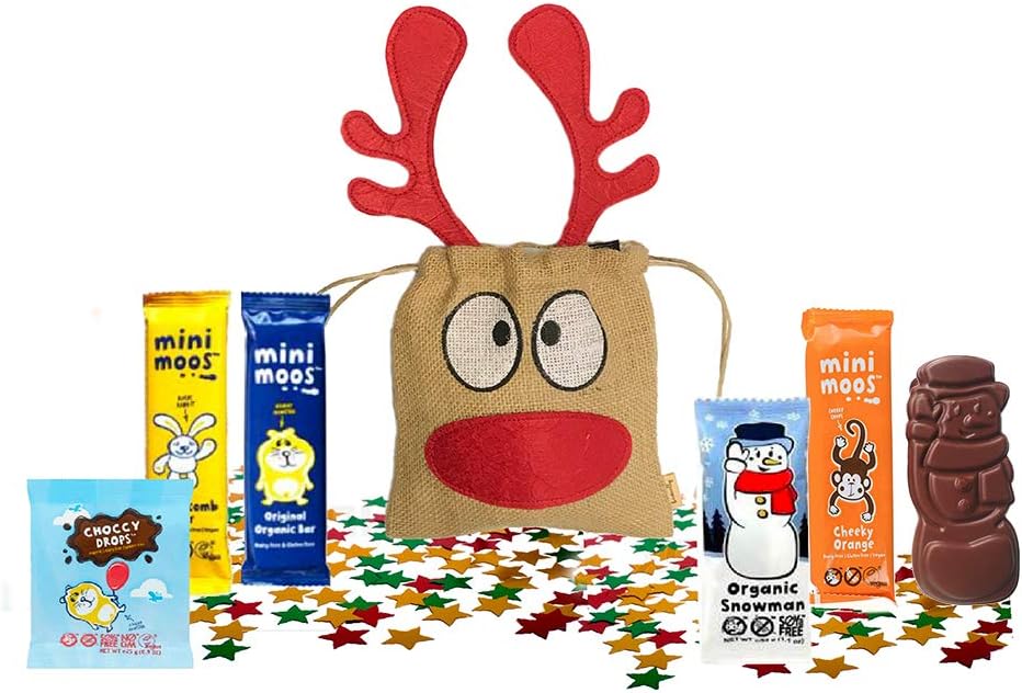 Moo Free Dairy free Gluten Free British Christmas Candy Chocolate UK | Basically British Reindeer Bag | British Christmas Shop | Imported from UK (Moo Free Chocolates)