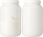 1 Gallon Protein Powder Container with Airtight Lid - Plastic Large Wide Mouth Jar - Pack of 2 - Made in USA