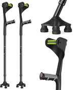 Forearm Crutches (One Pair) for Adults, Folding Forearm Crutches Adults Lightweight Height-Adjustable, Open Cuff, Aluminium with Rubber Ergonomic Handles