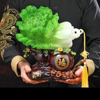 Buddha Ornaments Chinese Cabbage Ornaments,Fengshui Statue for Wealth and Luck,Luck Symbol Sculpture,Resin Desktop Ornament for Home Office Feng Shui Ornaments(L)