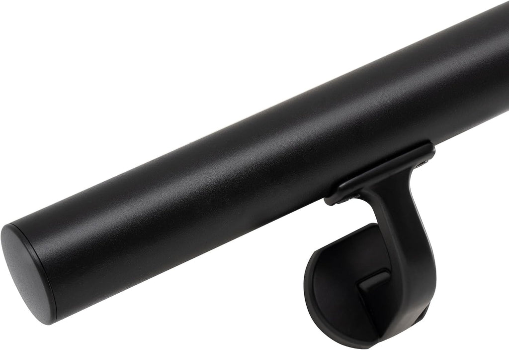 10FT Handrails for Indoor Stairs,Deck,Slope,Modern Aluminum Handrail Set, Wall Mounted, with Zink-Alloy Brackets Aluminium Railing System,Rust Free. (Matte Black, 10 FT)