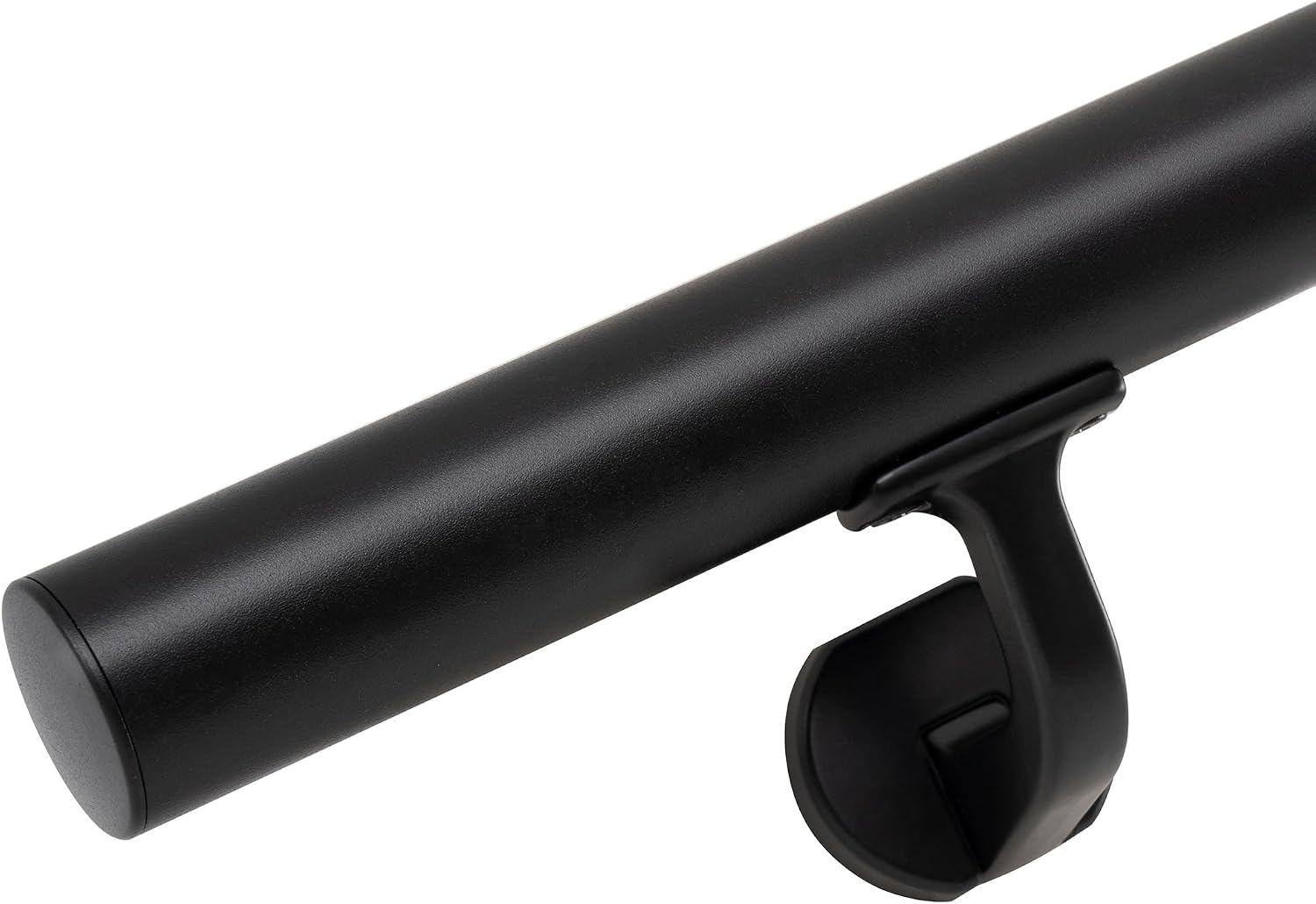 10FT Handrails for Indoor Stairs,Deck,Slope,Modern Aluminum Handrail Set, Wall Mounted, with Zink-Alloy Brackets Aluminium Railing System,Rust Free. (Matte Black, 10 FT)
