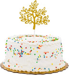 Restaurantware Top Cake 7 X 4.5 Inch Cake Toppers 10 Money Tree Design Cake Topper Inserts - Durable With Glitter Detail Gold Paper Cake Decoration Birthday Baby Shower Wedding Supplies