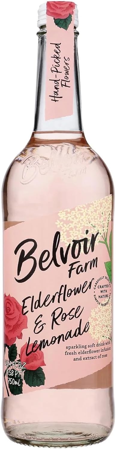 Belvoir Fruit Farms Elderflower and Rose Lemonade 750ml | Elegant Floral Lemonade | Natural Rose and Elderflower Extracts | Refreshing and Delicate | Perfect for Any Occasion