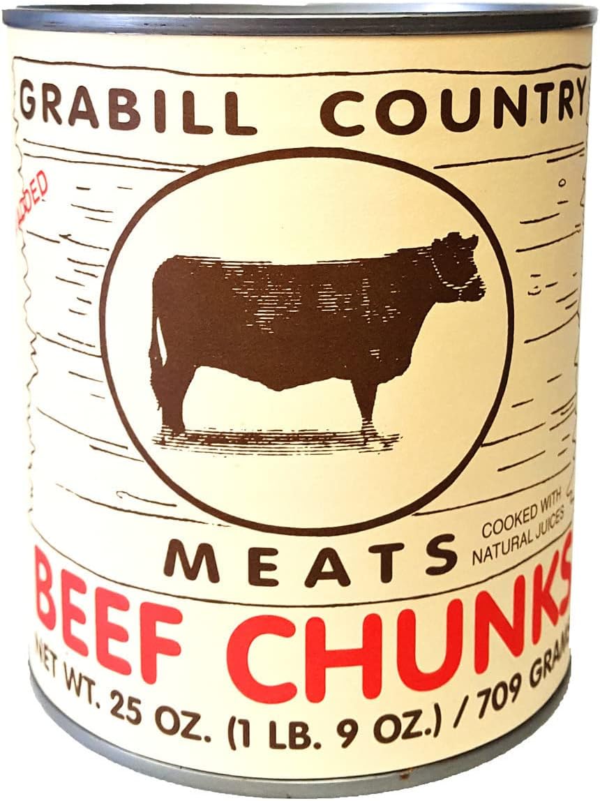 Grabill Country Meats Canned Beef Chunks, Favorite Amish Food, 25 Oz. (Case of 12)