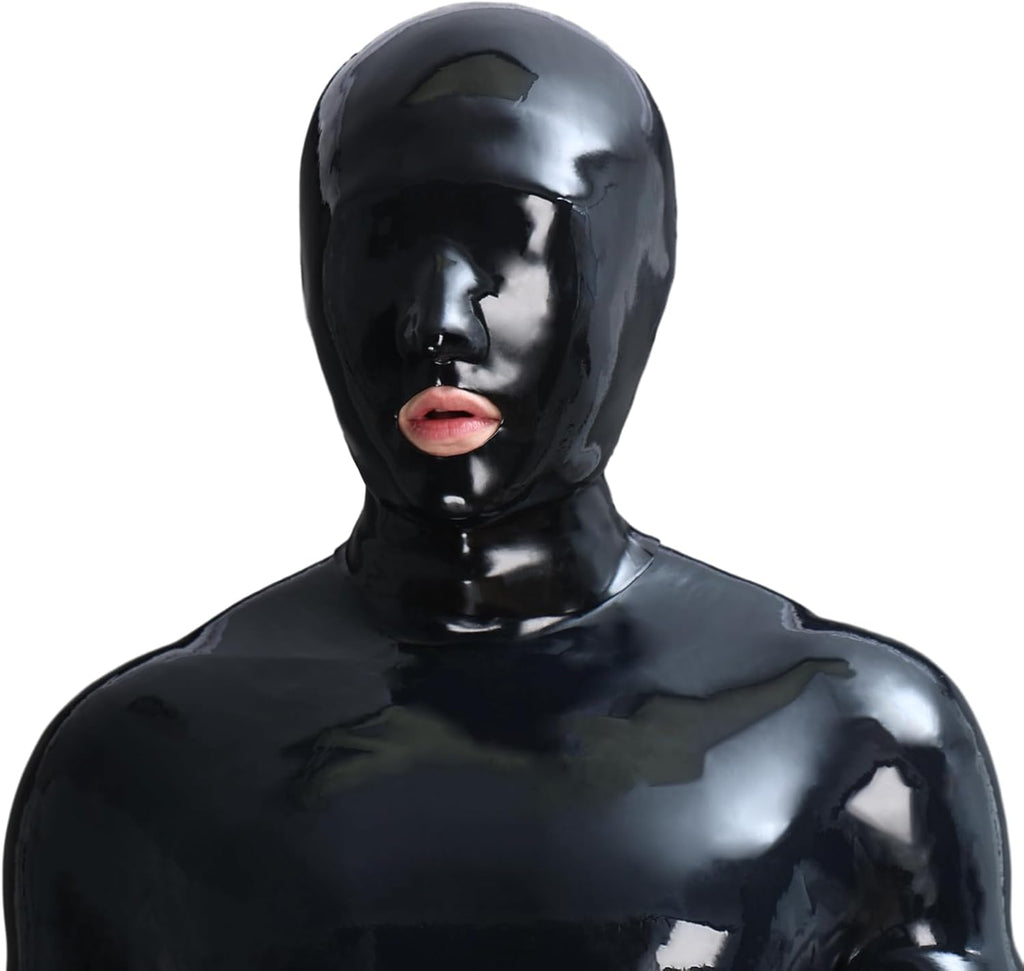 SMITIZEN Latex-like Silicone Hood, Black Glossy Head Wear, Unisex Full Face Latex Mask for Night Club Halloween Party Costume