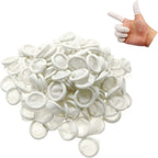 150pcs Disposable Latex Finger Cots Protective Fingertips Gloves Rubber Industrial Fingerstall Sleeves 65x25mm (White)