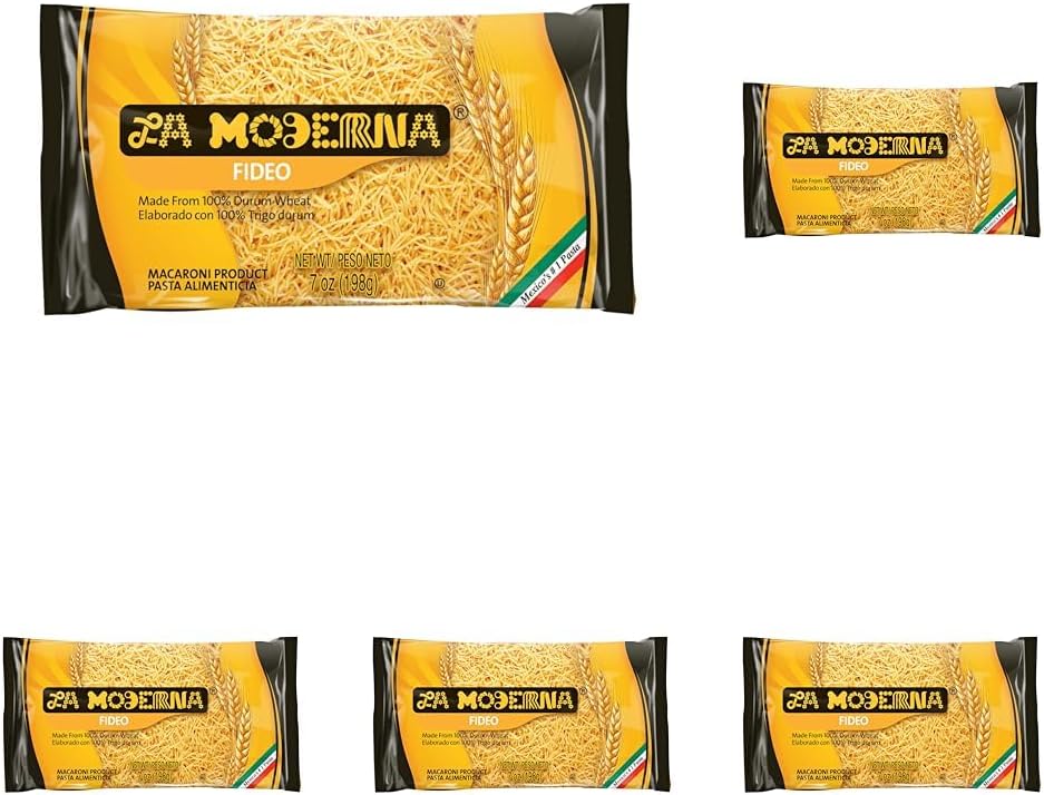 La Moderna Fideo Pasta, Noodles, Durum Wheat, Protein, Fiber, Vitamins, 7 Oz (Pack of 5)