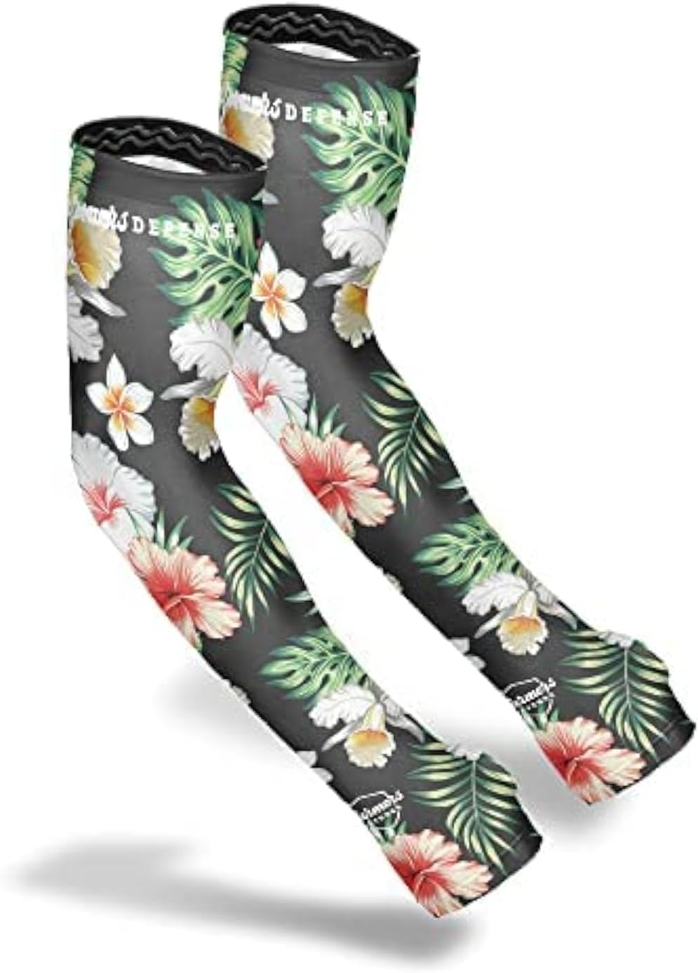 FARMER'S DEFENSE Gardening Arm Sleeves|UV Cooling Protective Sleeve Women & Men|Anti-Scratch Cover Sun UPF Outdoor Protection - Tropical Flowers - S/M
