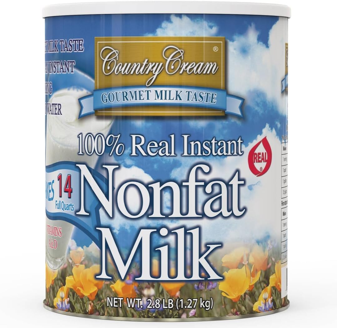 Country Cream 100% Real Instant Nonfat Powdered Milk 2.8 Lb Pantry Staple Dry Milk powder for Baking, Drinking & Coffee Substitute For Liquid Milk Rich in Protein Shelf Stable Made in USA Pack of 1