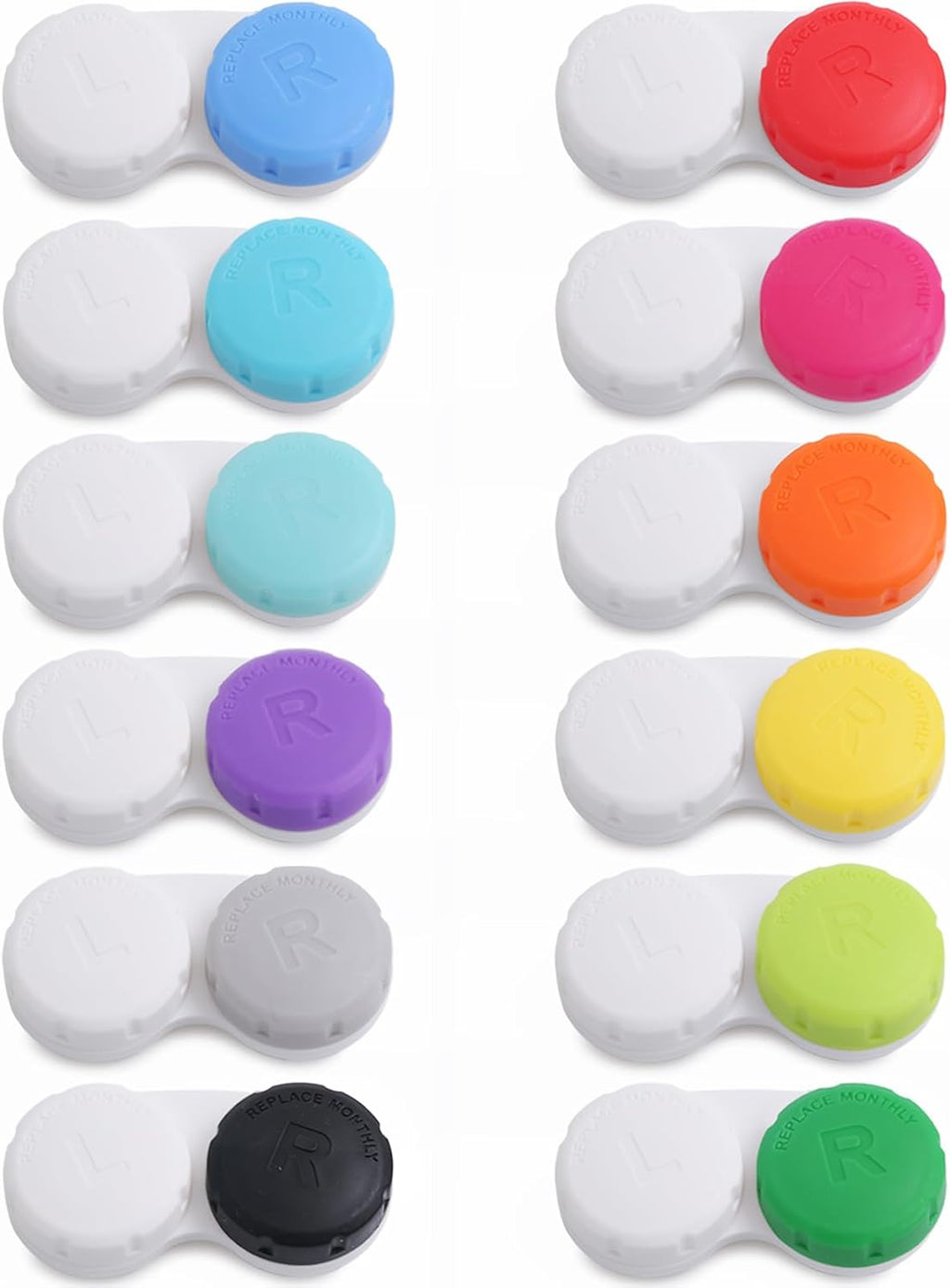 DEWSENSI Contact Lens Case, 12 Pack Colorful Empty Contact Lens Cases Box Holder Container for Storage, Travel, Daily Home Use