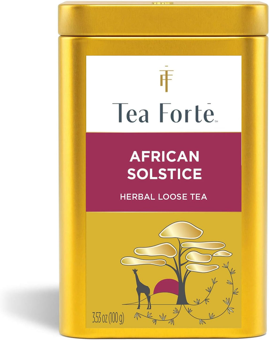 Tea Forte African Solstice Premium Loose Leaf Caffeine-Free Herbal Tea Blend Canister, Makes 35-50 Cups