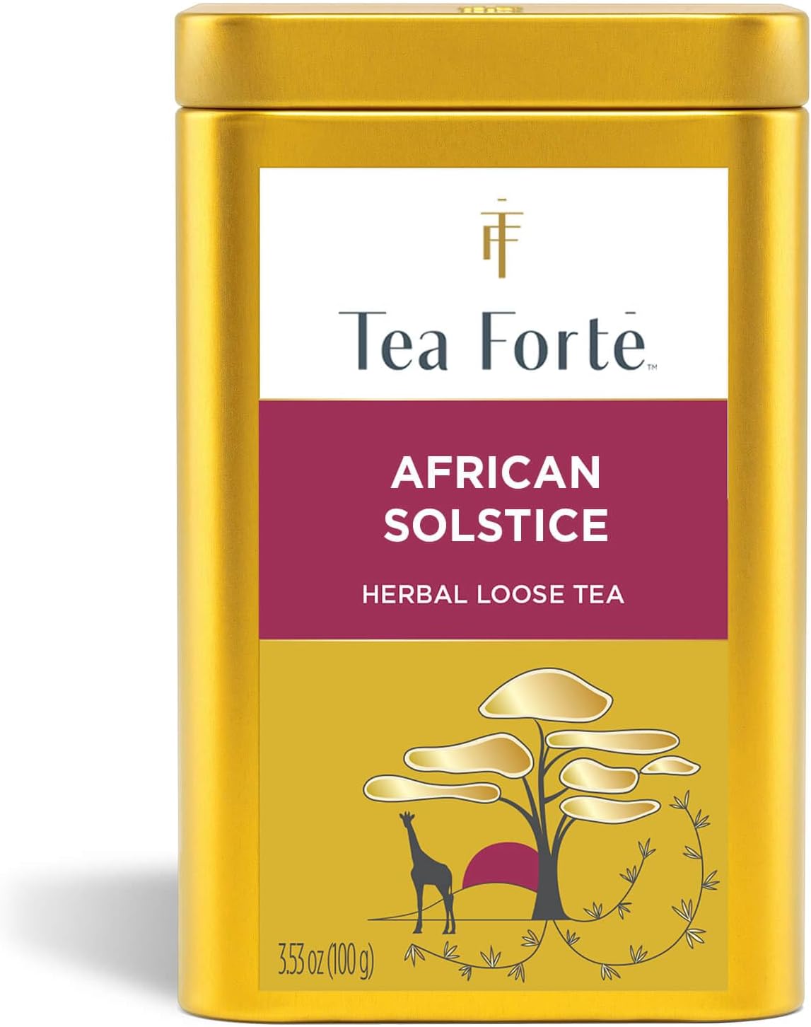 Tea Forte African Solstice Premium Loose Leaf Caffeine-Free Herbal Tea Blend Canister, Makes 35-50 Cups