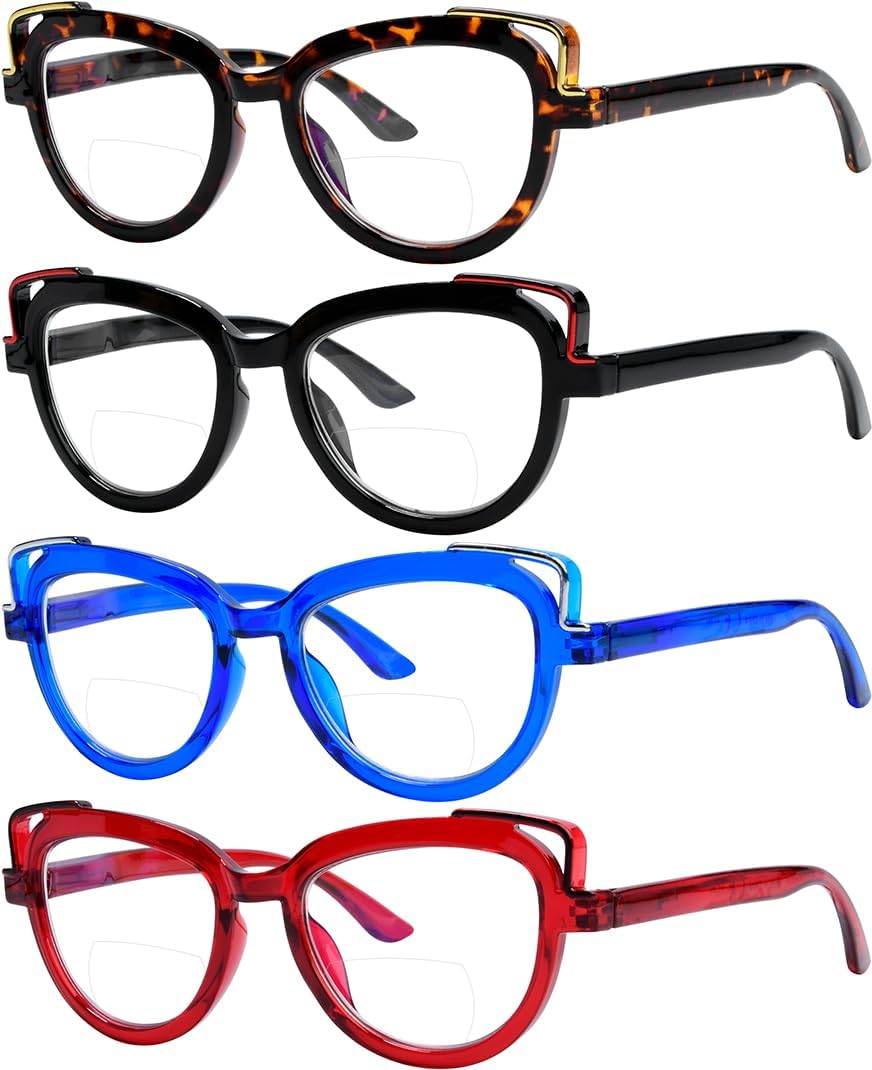 Eyekepper 4-pack Bifocal Reading Glasses Cat Eye Design Bi-focal Readers Women