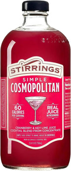 Stirrings Pack Cosmopolitan Cocktail Mix 750ml Bottle - Real Juice No Preservatives - 90 Calories - Drink Mixer