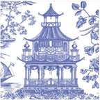 Caspari Chinoiserie Toile Pagoda Paper Cocktail Napkins in Blue - 20 Per Box - 2 Packages