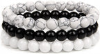 SONNYX 3Pcs 8mm Semi-Precious Gemstones Beaded Bracelets for Women Men Crystal Stone Bracelet Stretch Round Beaded Elastic Bracelets Unisex Jewelry
