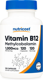Nutricost Vitamin B12 (Methylcobalamin) 1000mcg, 120 Capsules - Vegetarian, Non-GMO & Gluten Free B12 Supplement
