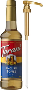 Torani Coffee Syrup, English Toffee Flavored Syrup for Drinks, Pump Included, 25.4 Fl Oz