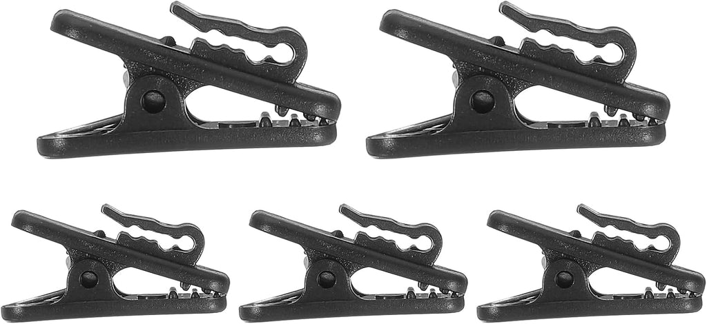 HARFINGTON 5pcs Headphone Wire Clips 0.94" Length Small Headset Cable Clamp Earphone Earplugs Cable Clothing Clip Earpiece Clamp Microphone Cord Hooks for 1.5mm Dia Round Wire, Black