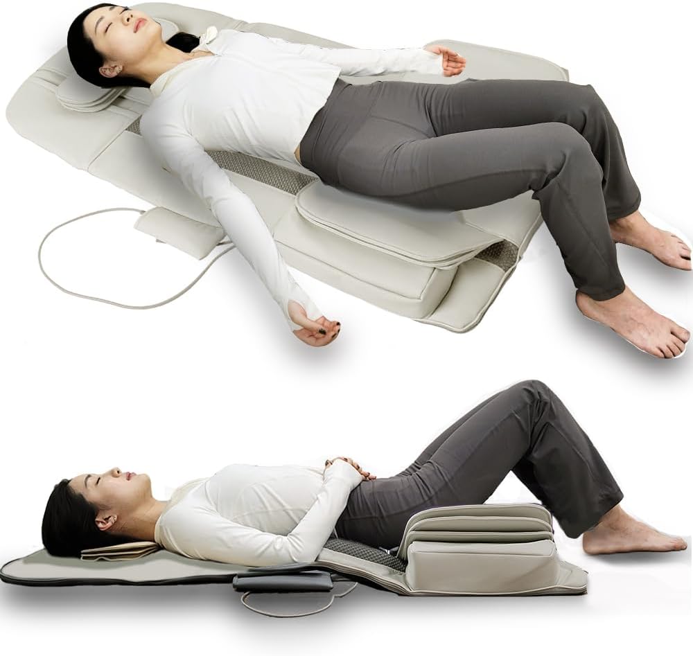 Full Body Stretching Massage Mat with Airbags. 3D Lumbar Traction - Neck, Back, Waist, Hip Relaxation & Pain Relief. Back Massager Pad, Foldable & Portable.