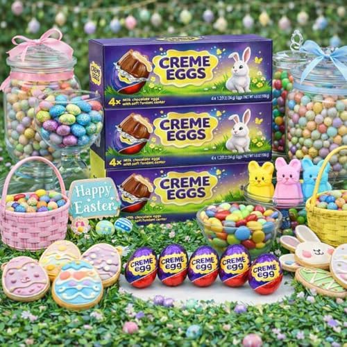 Easter Creme Eggs Milk Chocolate Candy 12 Individually Wrapped - Easter Hunt Basket Stuffer Filler Party Favor Gift 3 Box Packs (Each 4 Eggs)