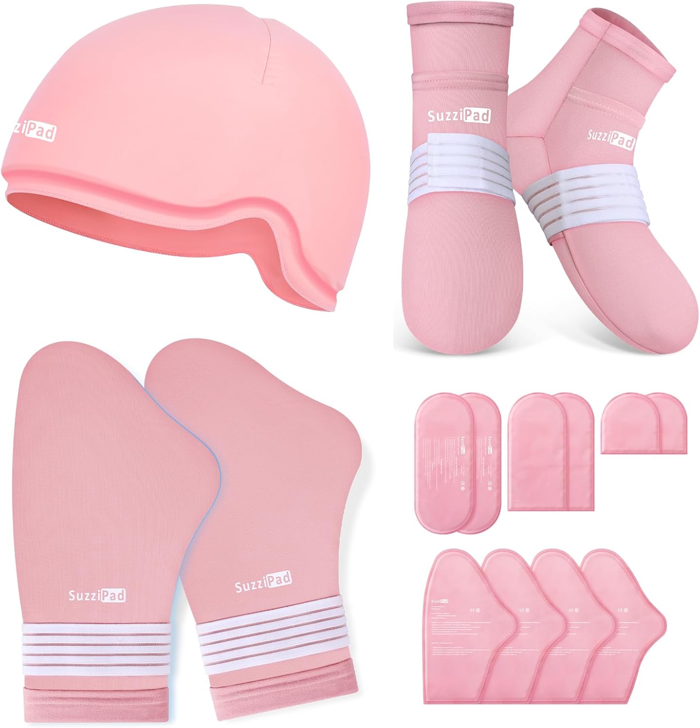 SuzziPad Chemo Care Package for Women & Men, Cooling Gloves, Socks and Cold Caps for Chemotherapy, Ideal for Discomfort of Head, Hand, Feet, L