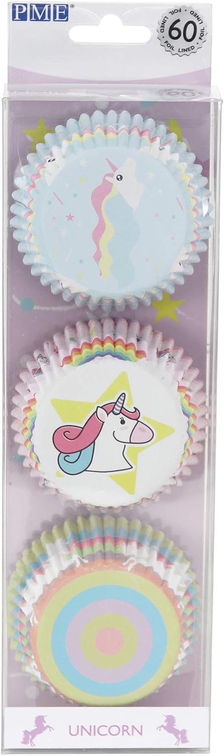 PME Unicorn Foil Lined Cupcake Cases, Set/3, Pk/60