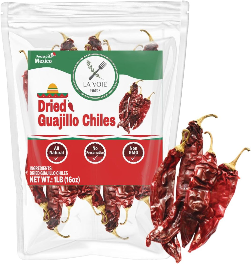 Dried Guajillo Chiles Peppers 16oz - Whole Natural Mexican Peppers for Mole, Sauces, Stews