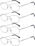 Eyekepper 4 Pairs Reading Glasses Metal Frame Reader Eyeglasses with Spring Hinges for Men for Women Reading
