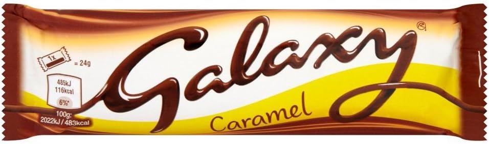 Galaxy Twin Caramel Chocolate Bar - 48g - Pack of 12 (48g x 12 Bars)