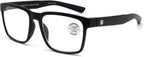 Men Progressive Reading Glasses No Line Clear on Top Bifocals Reader - Rectangular Matte Sport