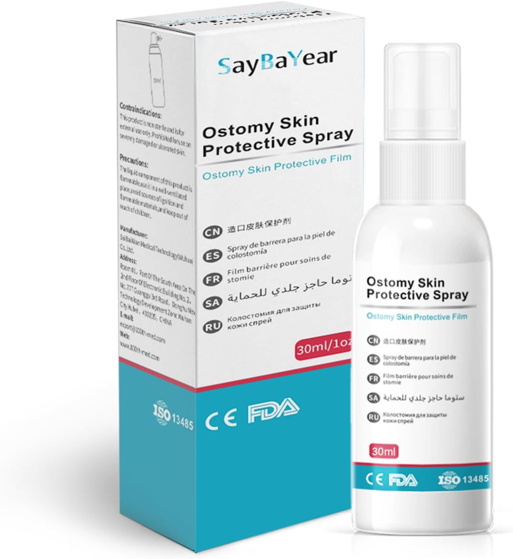 Ostomy Skin Barrier Spray - No Sting, Alcohol-Free for Sensitive Skin, Creates a Protective Seal Around Stomas & Wounds to Prevent Leaks, Secures Medical Devices, 1 fl oz (30mL)