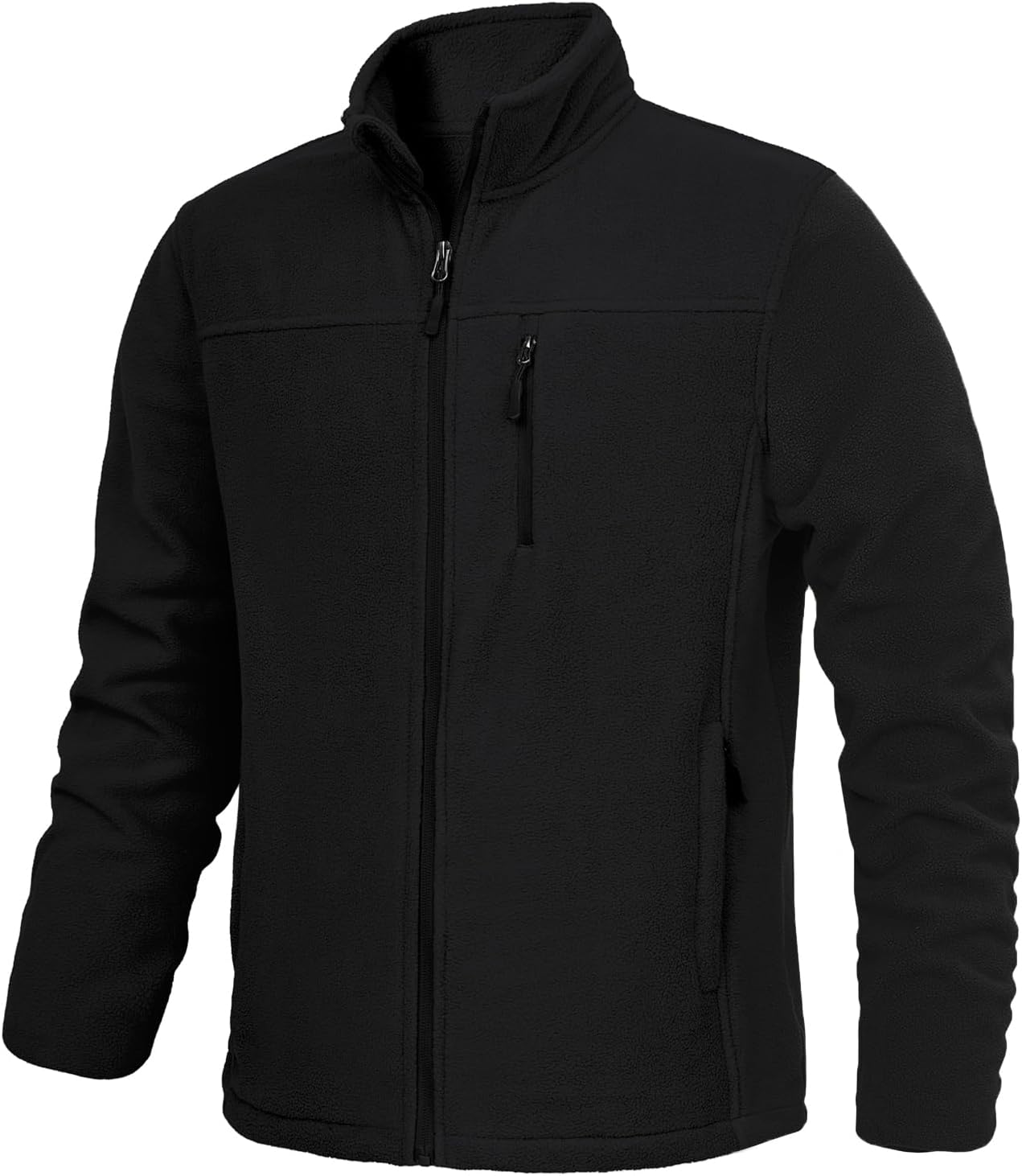 Men's Fleece Jacket Full Zip Lightweight Outerwear Jackets Multi-Pockets Soft Warm Winter Coats for Hiking Travel