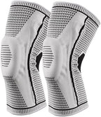 2 Pack Ampknee Bone On Bone Walking Support - Knee Sleeve Compression for Sports, Knee Brace for Arthritis Pain Relief, Meniscus Tear Support, and Knee Pain Relief (Gray,Large)