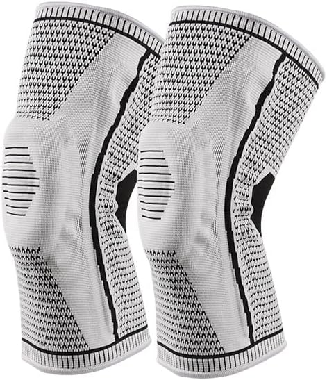2 Pack Ampknee Bone On Bone Walking Support - Knee Sleeve Compression for Sports, Knee Brace for Arthritis Pain Relief, Meniscus Tear Support, and Knee Pain Relief (Gray,Large)