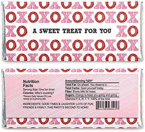 Big Dot of Happiness Conversation Hearts - Candy Bar Wrappers Valentine's Day Party Favors - Set of 24