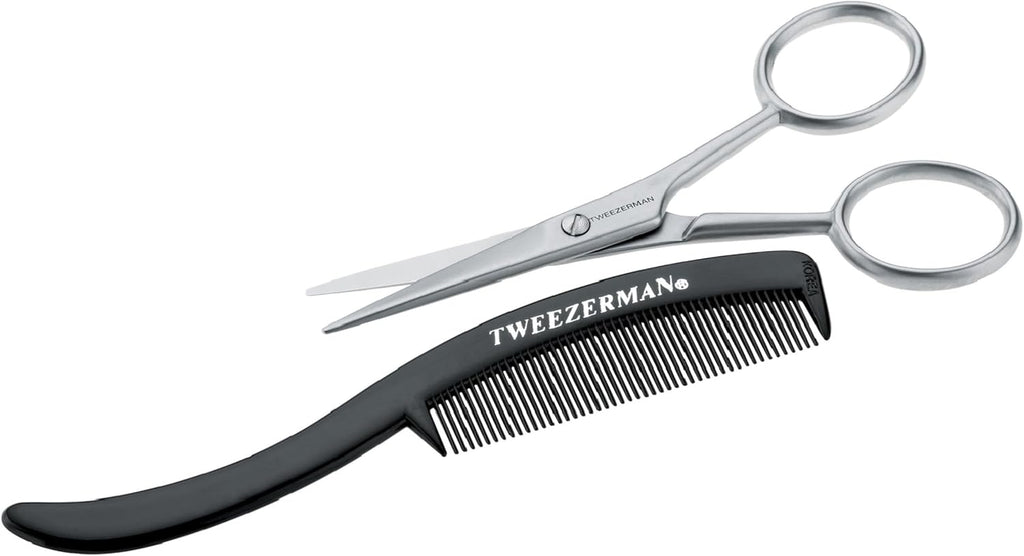 Tweezerman G.E.A.R. Moustache Scissors and Comb, Black