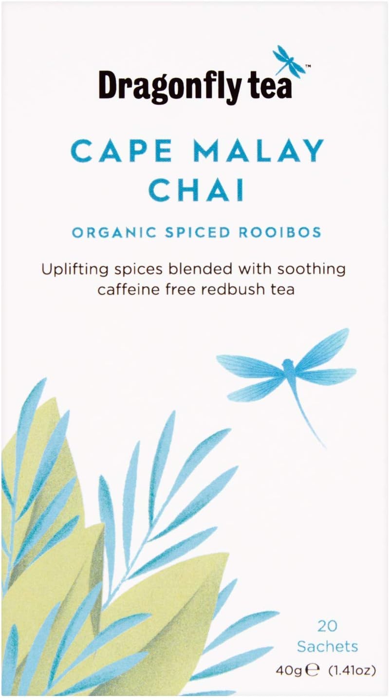 Dragonfly Cape Malay Rooibos Chai Organic 20 Teabags (Pack of 4, Total 80 Teabags)