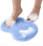 Hands-Free Silicone Foot Scrubber Mat CleanFootFlex with Suction Cups – Deep Cleaning Foot Brush & Back Massager Pad, Anti-Slip Foot Scrubber Mat for Shower Floor (Blue)