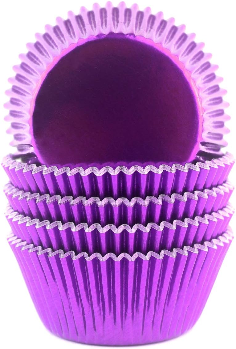 Eoonfirst Foil Cupcake Liners 100 Pcs (Dark Purple)