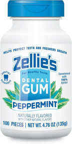 Zellie's | 100% Xylitol Peppermint Chewing Gum | No Aspartame, Gluten Free, Vegan & Kosher (100 Count - Pack of 1)
