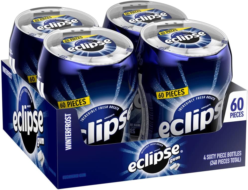 ECLIPSE Gum Winterfrost Sugarfree Chewing Gum, Bulk, 2.9-Ounce 60 Piece Bottle (4 Bottles)