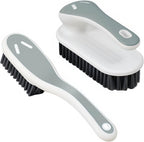 Soft Bristle Scrub Cleaning Brush Stain Remover Brush Fabric Cleaning Brush Laundry Brush Small Scrub Brush Cleaner Household Cleaning Brushes for Carpet, Clothes, Bathroom,Sneaker-2 Pack (Gray)