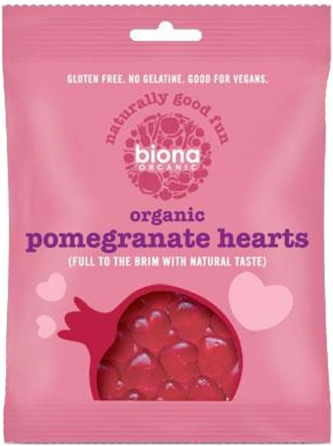 Biona Organic Vegan Pomegranate Hearts 75g-10 Pack