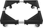 Mini Fridge Stand with 4 Locking Wheels 17.7"-25.6" Adjustable Dolly Washing Machine Stand Base，for Furniture Portable Refrigerator Dryer Stand（Black）