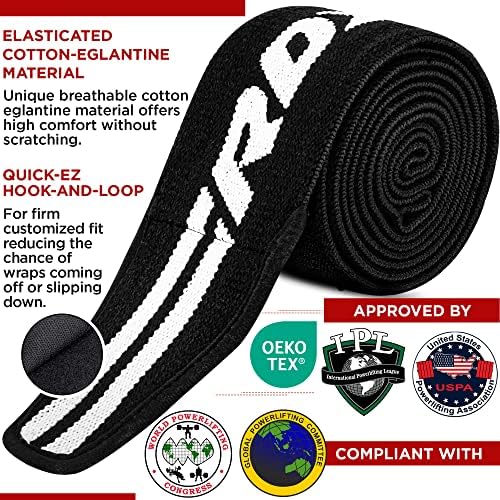 RDX Knee Wraps for Weightlifting, 78” Elasticated Straps Power Lifting Leg Press Support Gym Fitness Squats Workout Men Women